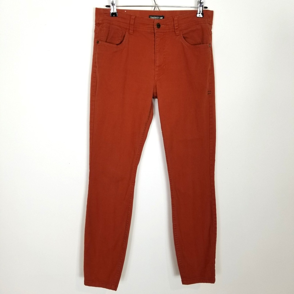 TOAD & Co Women Organic Cotton 5 Pockets Pants Sz 8 Orange Casual‎ Outdoor